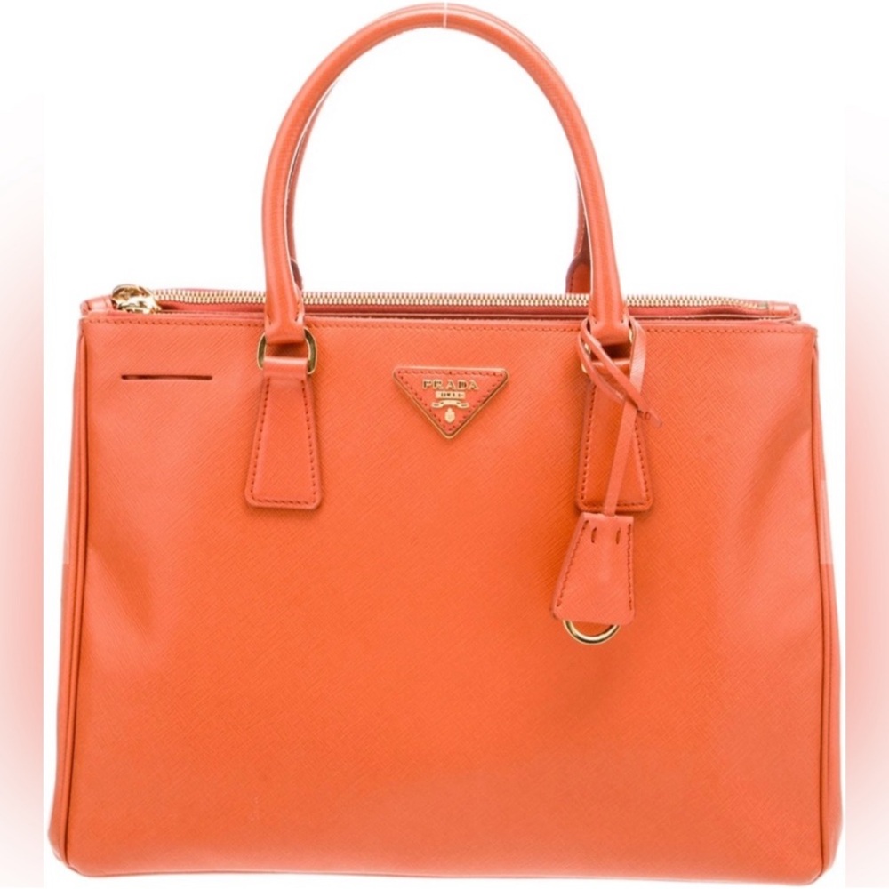 Prada Galleria Coral Orange Saffiano Satchel